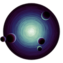 Logo icon of planets circling quasar
