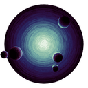 Logo icon of planets circling quasar